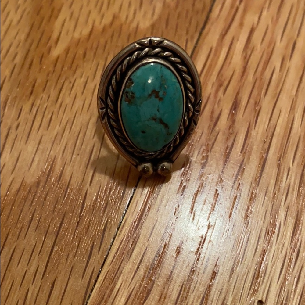 Vintage Turquoise & Sterling Silver Ring sz 8